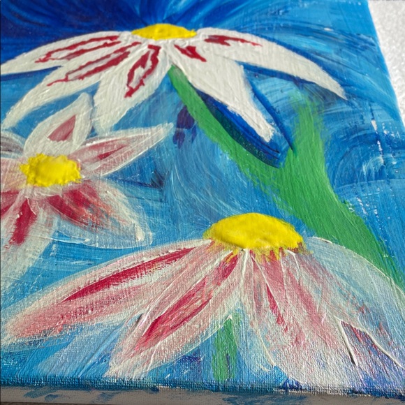 Floral Canvas Art with Blue and White Accents - Picture 3 of 3